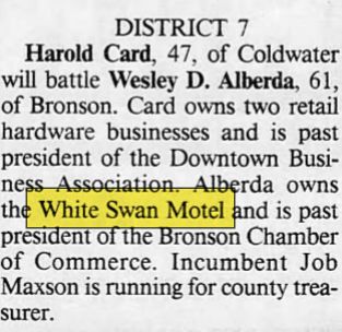 White Swan Motel - Jul 1988 Owned By Wesley Alberda